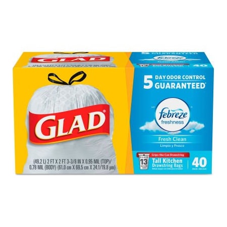 Clorox 13 gal Trash Bags, 1.05 mil (27 Micron), White 78361
